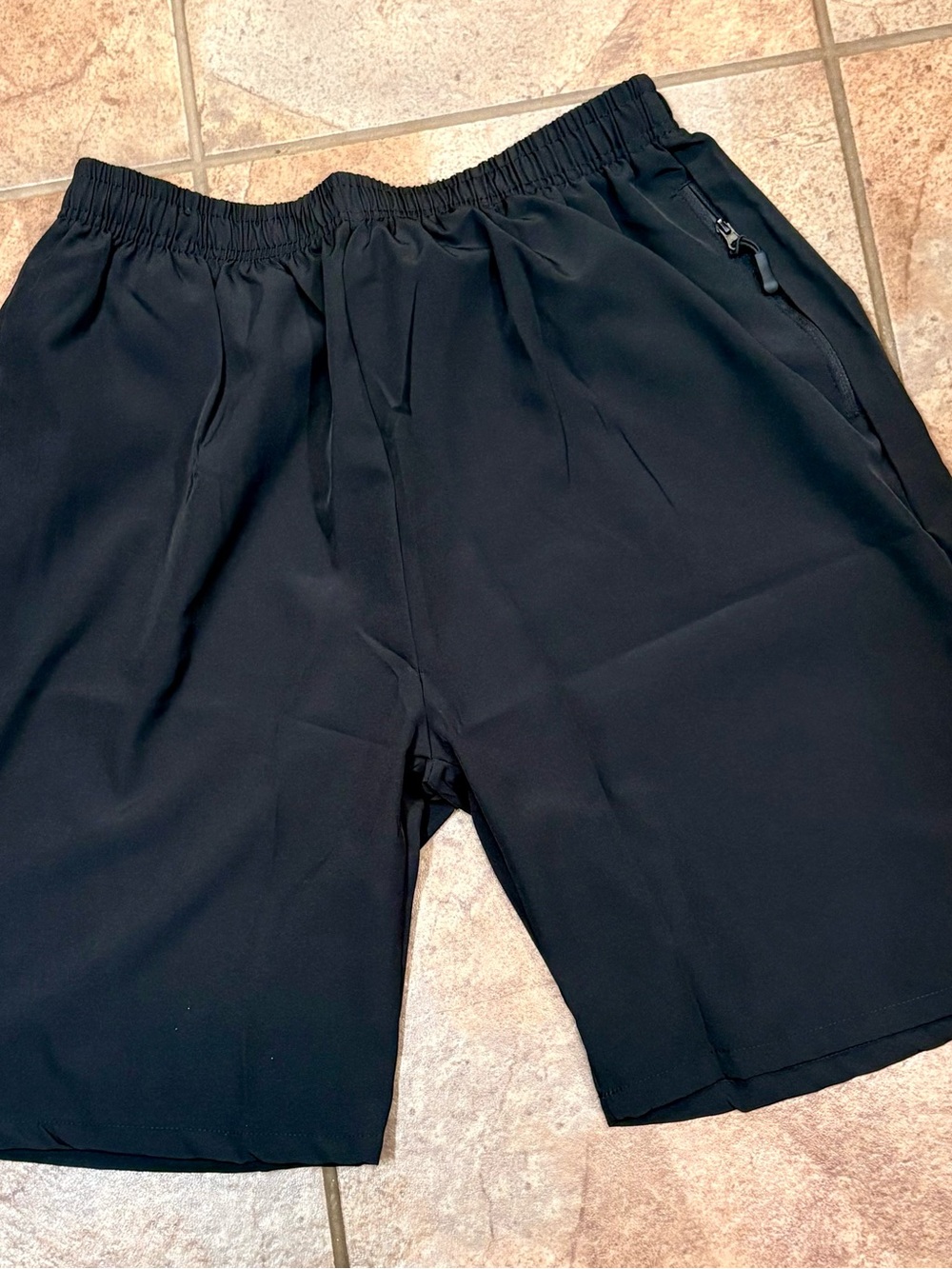 Women's Black Elastic-Waist Bermudas with Zip Pockets-Dry Wick-Size Large